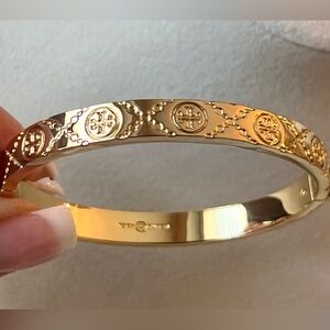 Tory Burch T Monogram hinged bangle bracelet